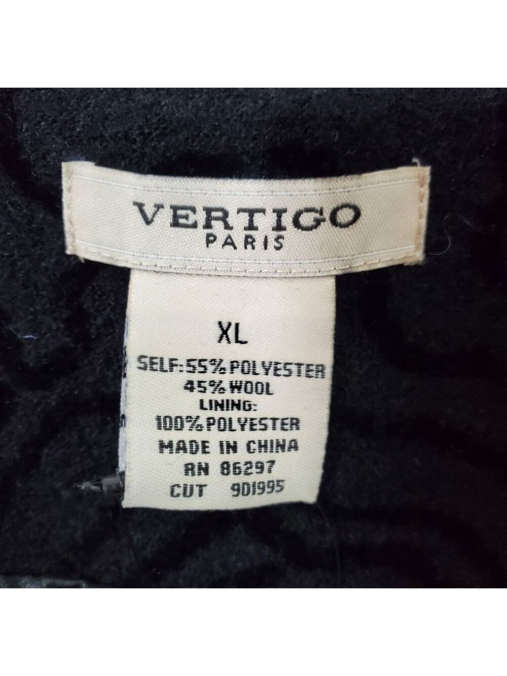 NWT Vertigo Paris Women's Black Wool Modern Day Pea Coat Size XL 1122 - Picture 13 of 13